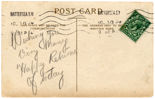 British birthday greetings postcard, reign of George V