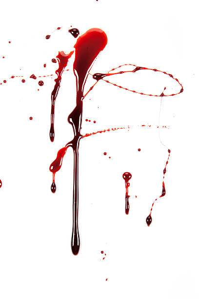 Realistic Blood Drip Realistic blood drip, shot in studio. Isolated on white background. splattered blood stock pictures, royalty-free photos & images