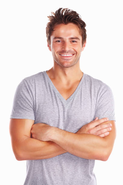 istock Portrait of a smiling handsome guy against white 157644314