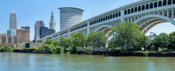 istock Landscape image of Cleveland skyline and bridge 157644433