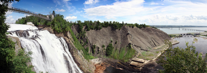 Famous Montmorency falls at Spring, from the stairway to the viewpoint, QC, Canada