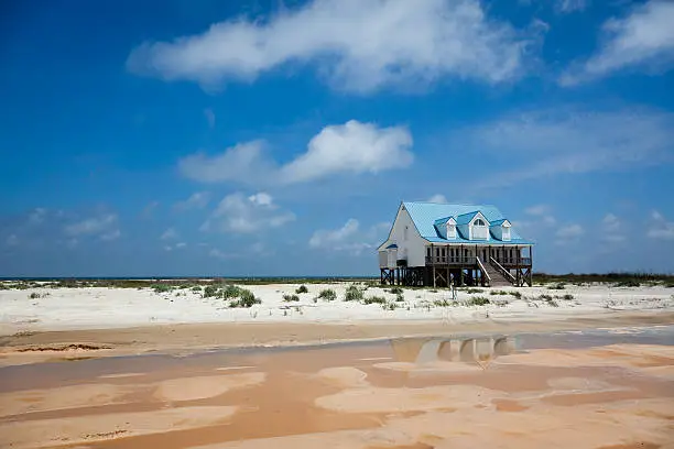 Stilt house on a beach