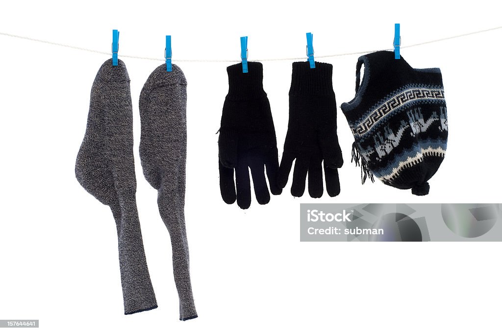 Kleidung waschen Linie im Winter - Lizenzfrei Socke Stock-Foto