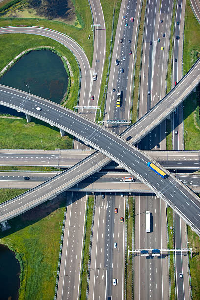 Major intersection at a freeway stock photo