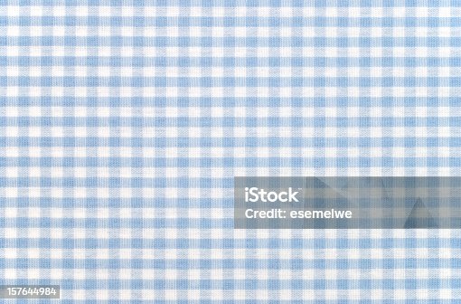 istock Blue-and-white checkered gingham fabric 157644984