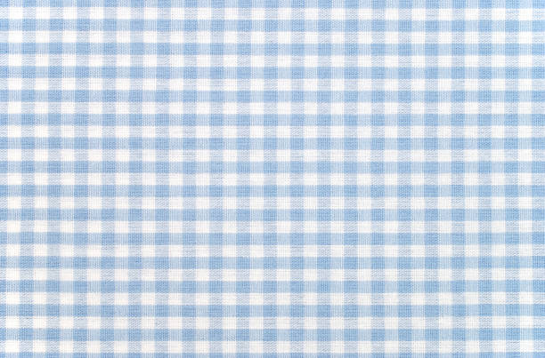 Blue-and-white checkered gingham fabric  tablecloth stock pictures, royalty-free photos & images