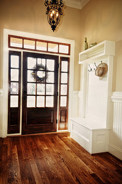 istock Interior view of a foyer with a coat hook shelf  157645067