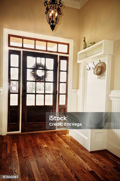Interior View Of A Foyer With A Coat Hook Shelf Stock Photo