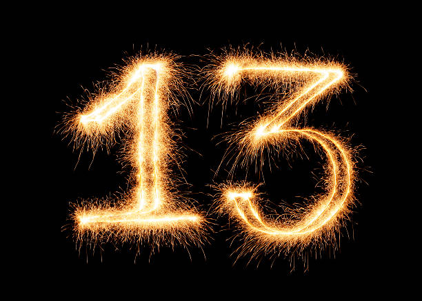 istock Number 13 outlined in festive sparkler lights 157645244