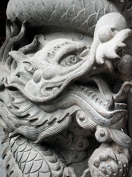 istock Chinese dragon in granite sculpture 157645314