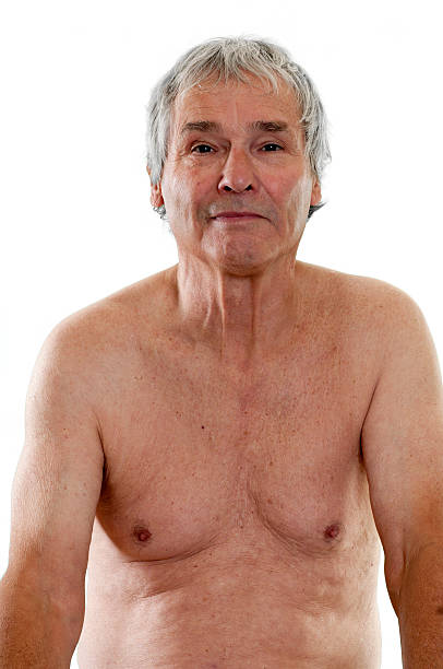 feliz homem idoso nu ombros, do peito e da barriga - shirtless imagens e fotografias de stock