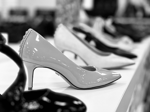 Women’s footwear on retail display