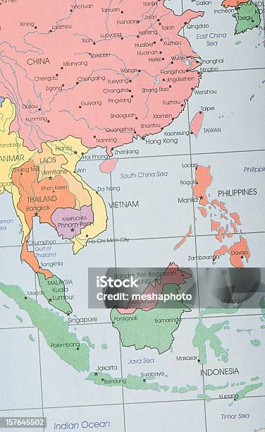 Юговосточная Азия Карта — стоковые фотографии и другие картинки Карта - Карта, Южно-Китайское море, Филиппины