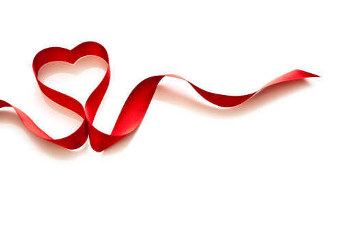 Heart shaped Ribbon isolated on white.