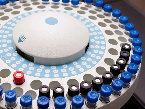 Photo of Sample Phials on a Gas Chromatograph