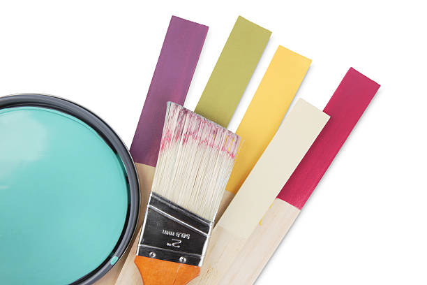 그림판 및 색팔레트, 클리핑 경로를 - paint mixing stick 뉴스 사진 이미지