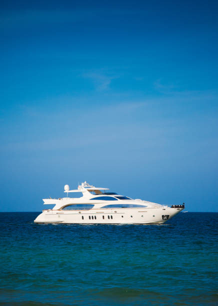 Jeff Bezos's luxury yacht, named ''Flying Fox'' lies off in Gaafu Dhaalu Atoll, Maldives on February 01, 2021