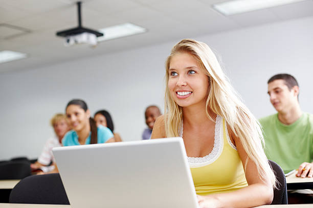 istock Young caucasian girl attending a lecture 157645855