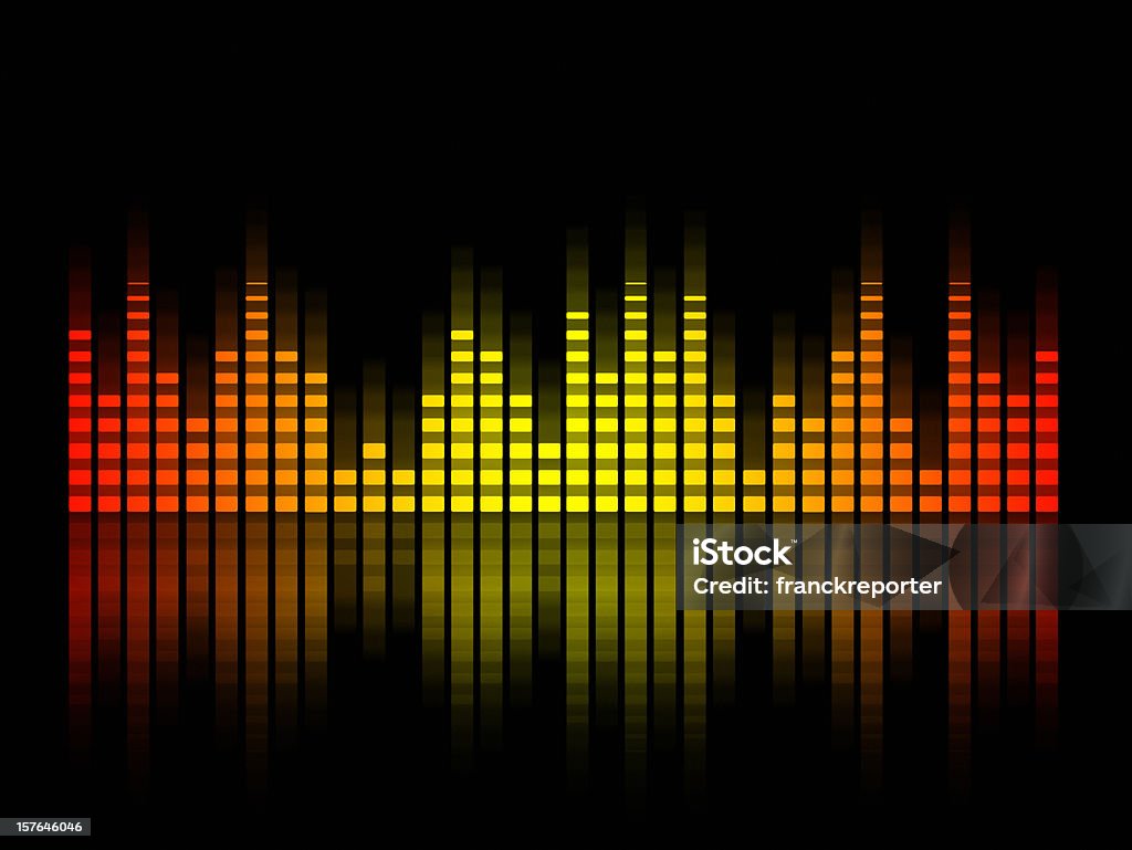 Музыка эквалайзер размытым в черном фоне, Испания флаг - Стоковые иллюстрации Звуковая волна роялти-фри