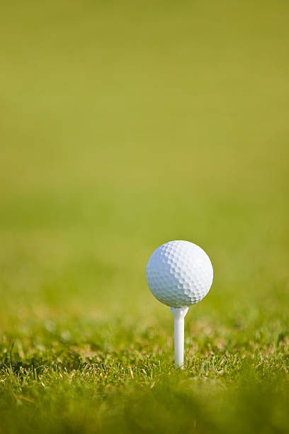 istock Golf ball and tee on grass, teeing off 157646264