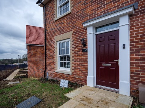 Brand new modern brick built home constructed in traditional style on housing development in Suffolk, england