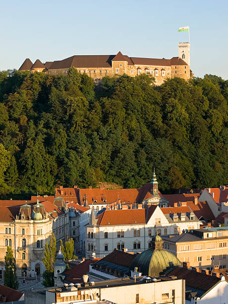 lublana z zamek - ljubljana flag slovenia scenics zdjęcia i obrazy z banku zdjęć