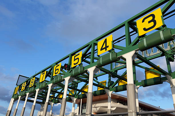 Starting gate that has number in yellow boards