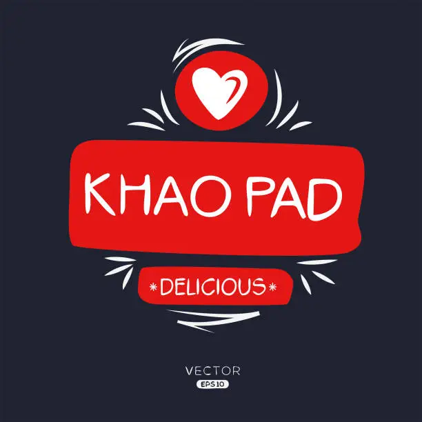 Vector illustration of Khao Pad Sticker Design
