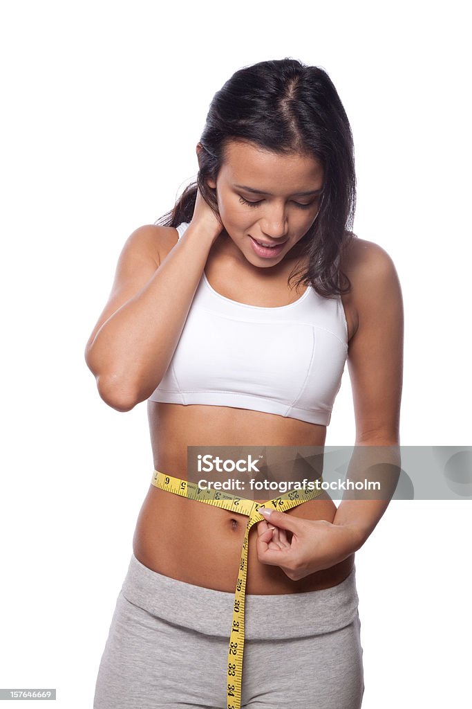Mulher sorrindo depois successul dieta - Foto de stock de Cintura royalty-free