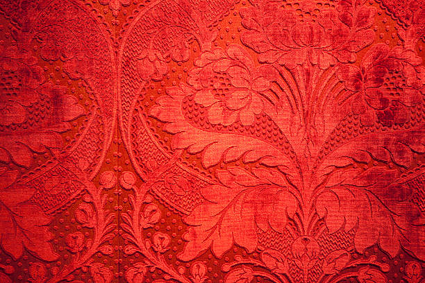 antique red velvet wall stock photo