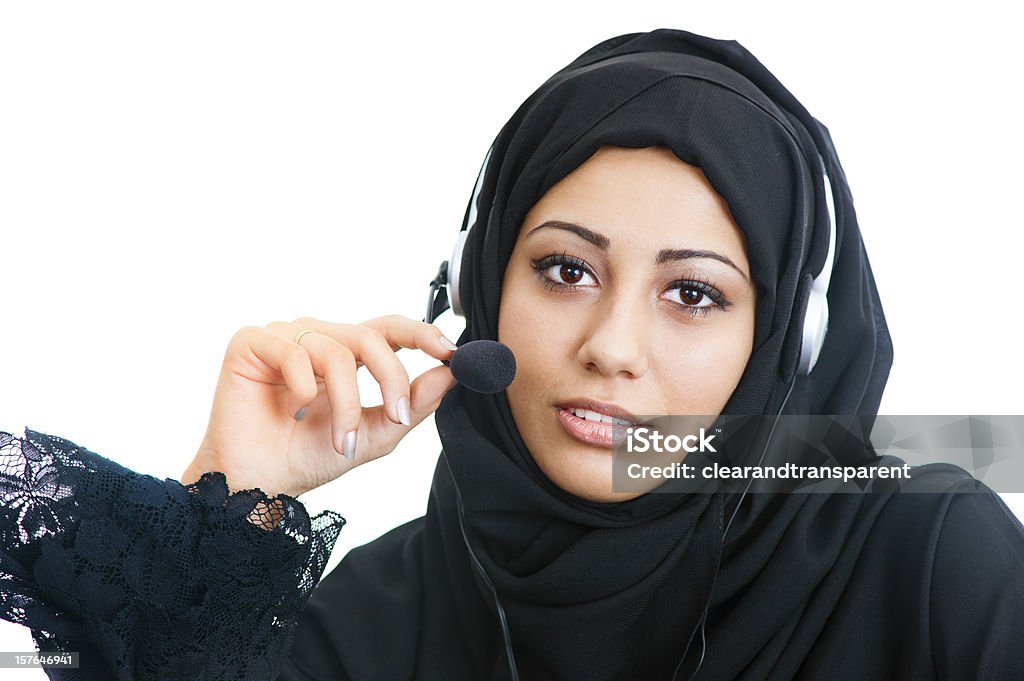 Árabe Garota de atendimento ao cliente - Foto de stock de Adolescente royalty-free