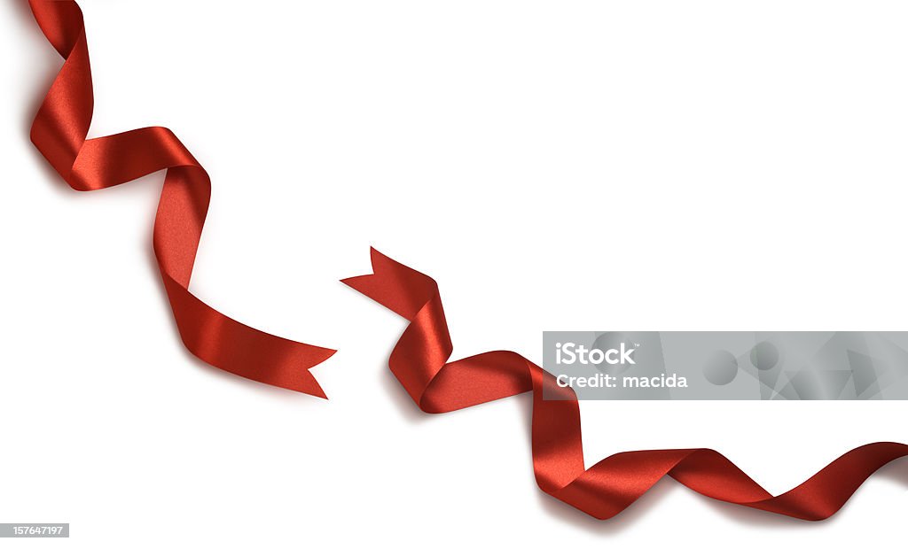 red ribbon red ribbon isolated on white AIDS Awareness Ribbon Stock Photo