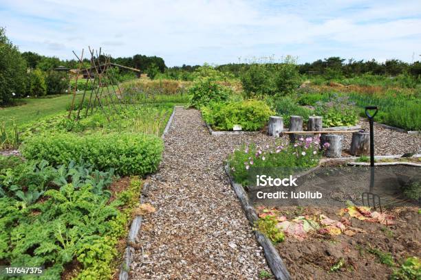 Foto de Grande Rural Jardim Orgânico Com Legumes E Flores e mais fotos de stock de Horta - Horta, Legume, Canteiro de Flores