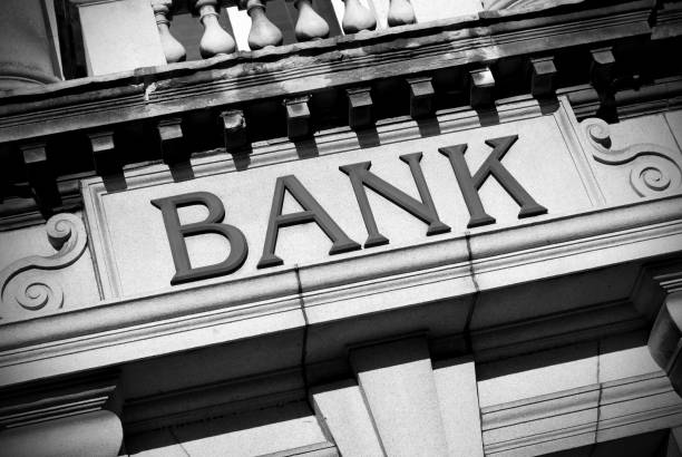 istock Bank sign on building 157647435