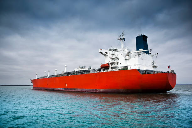 tanker at open sea horizon