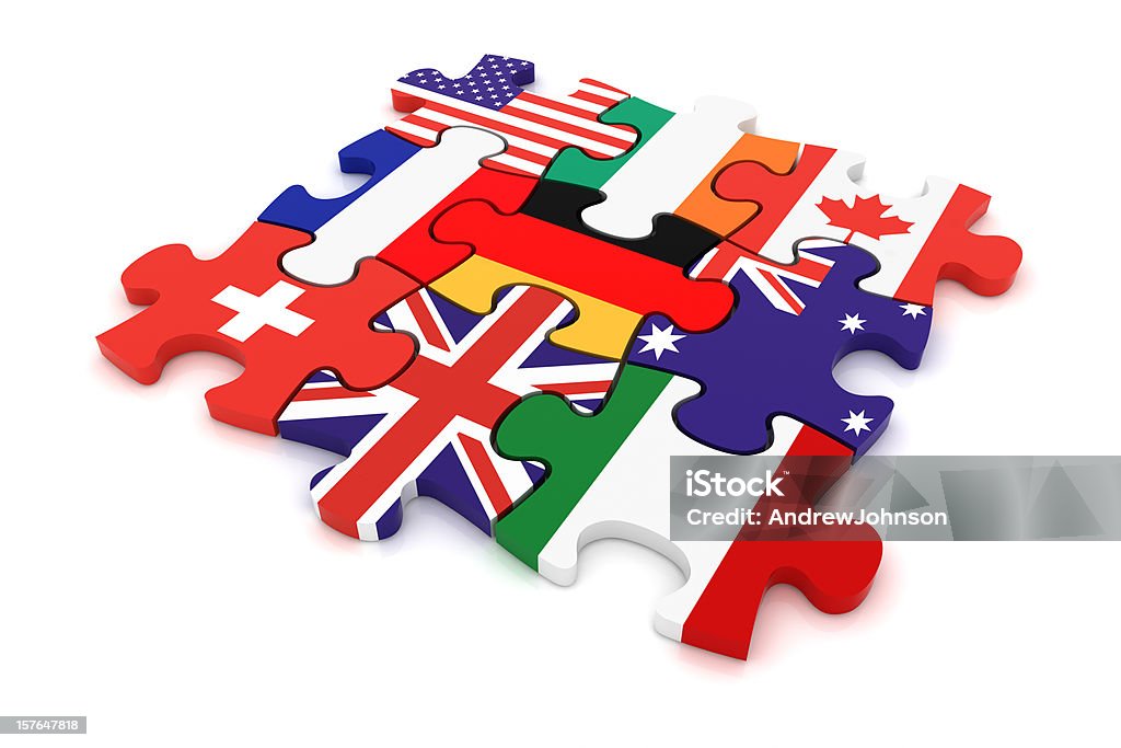 Puzzle o conceito de país - Foto de stock de Pedaço de Quebra-cabeça royalty-free