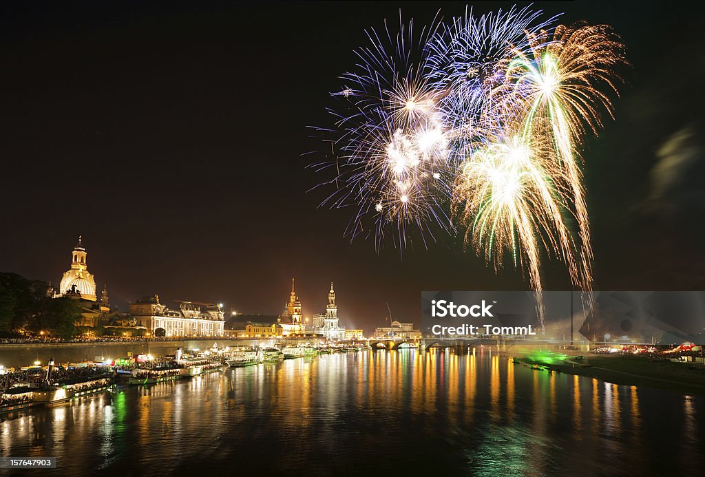 Dresden Feuerwerk - Lizenzfrei Abenddämmerung Stock-Foto