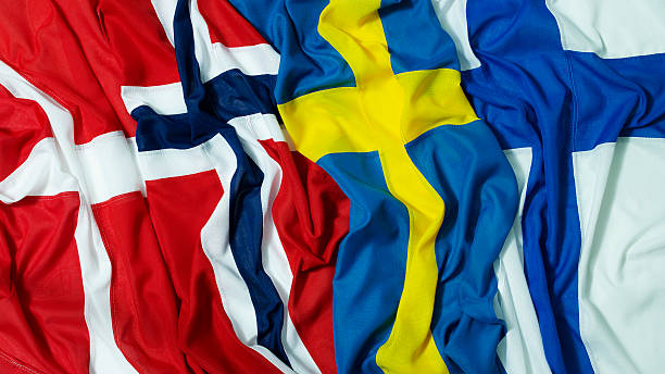 Nordic flags Flags, Danish,Norwegian,Swedish and Finland scandinavian ethnicity stock pictures, royalty-free photos & images