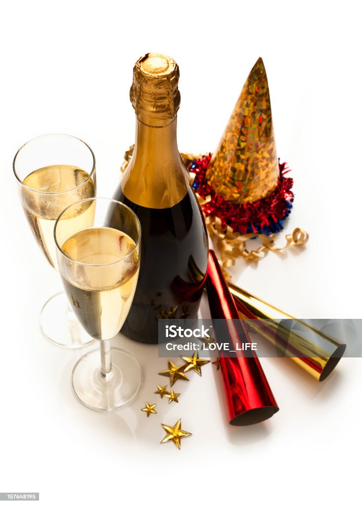 Silvester - Lizenzfrei Champagnerglas Stock-Foto