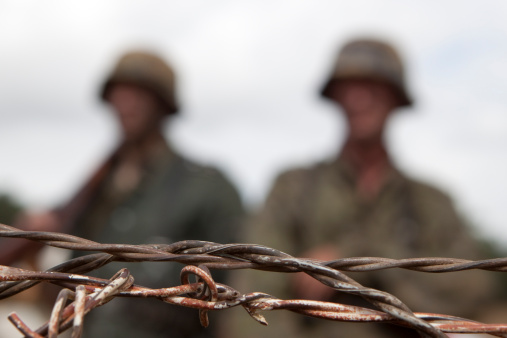 Barbed wire troops