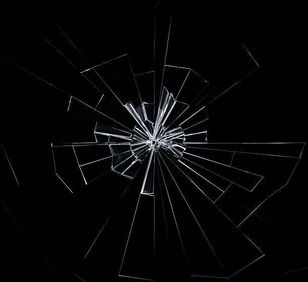 壊れたガラス - bullet hole glass cracked hole ストックフォトと画像