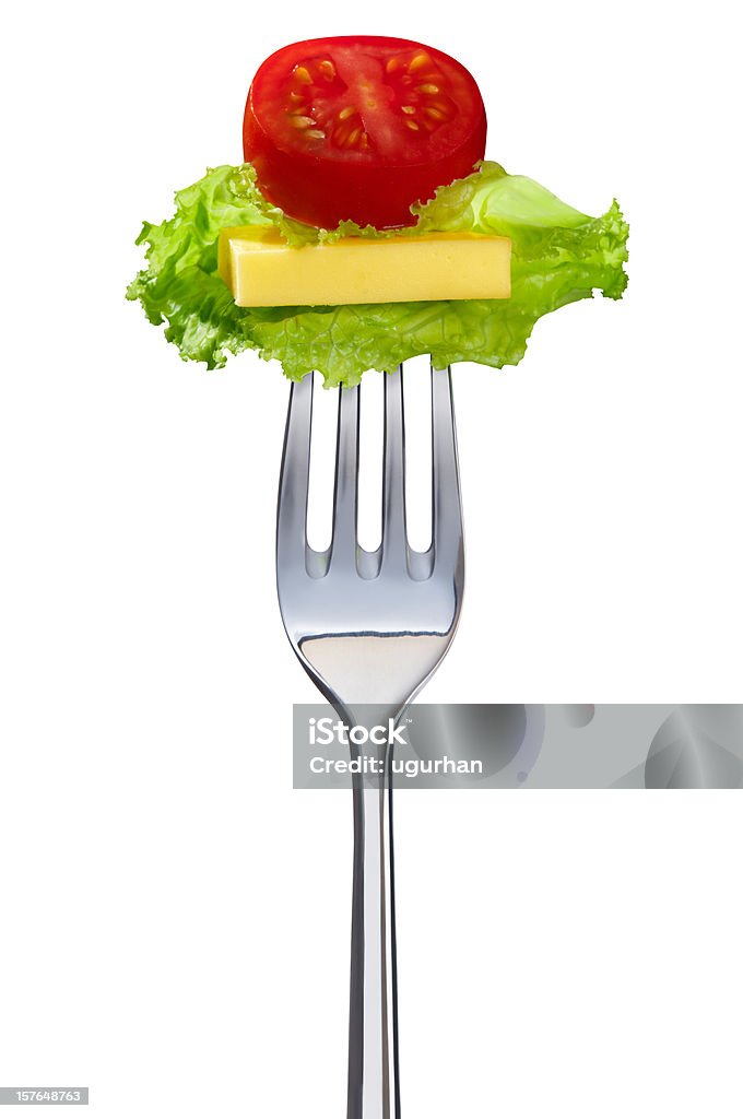 Insalata su una Forcella - Foto stock royalty-free di Alimentazione sana