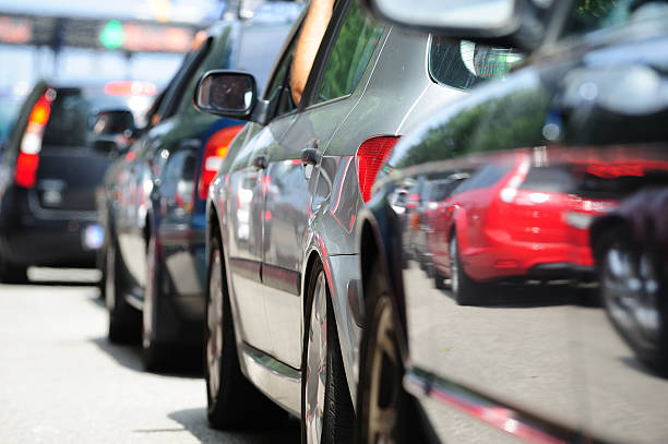 istock Lane of queueing cars 157649327