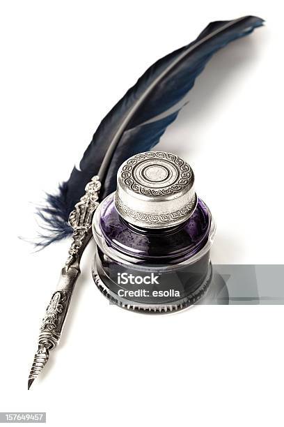 Quill Pen And Inkwell Stock Photo - Download Image Now - Quill Pen, Ink Well, Antique