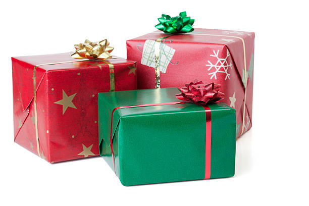 три рождественские подарки - gift christmas christmas present three objects стоковые фото и изображения