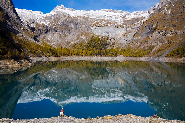 Lake Tseuzier Region Crans Montana, Rawil Pass, Valais, Switzerland crans montana stock pictures, royalty-free photos & images