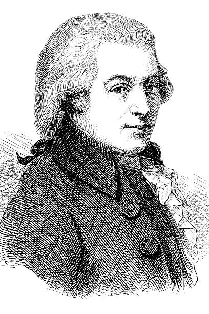 Engraving of composer Wolfgang Amadeus Mozart 1870 vector art illustration