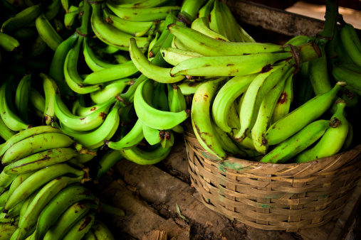 green plantain for sale on a road side stand, nicaragua