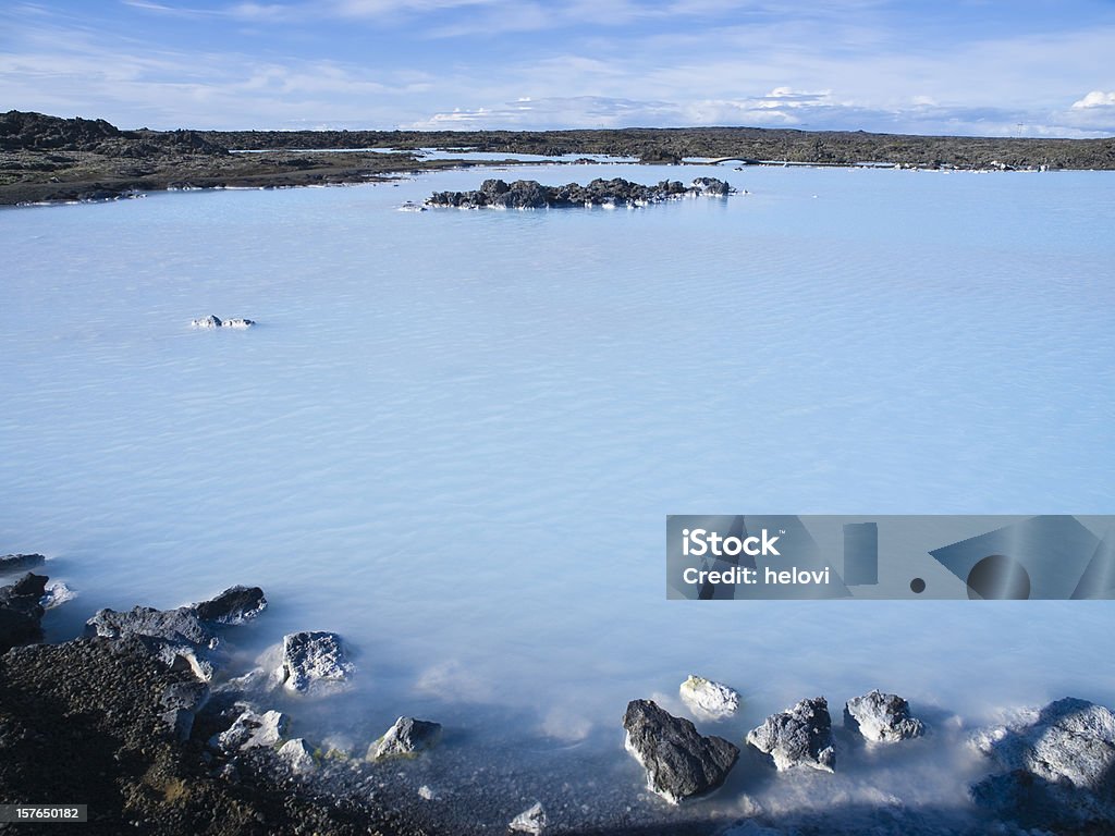 A landscape picture of a blue lagoon Blue Lagoon, hot spring close to Reykjavik, Iceland. Blue Lagoon - Iceland Stock Photo