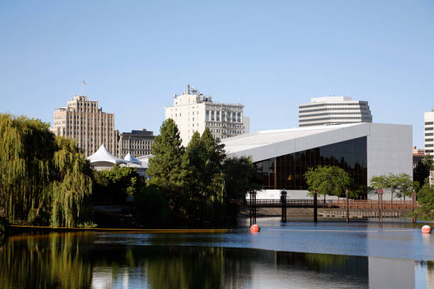 istock Spokane Washington Skyline With River And Performing Arts Center 157650257
